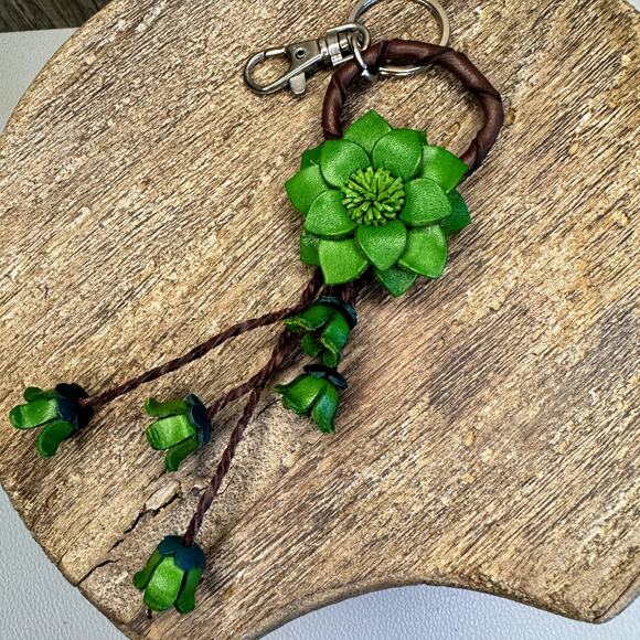 Leather Flower Purse Charm Genuine Leather Bag Charm NEW FAST SHIP - Picture 2 of 8